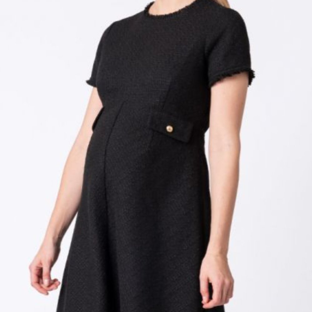 Seraphine Woven Bouclé Black Maternity Dress